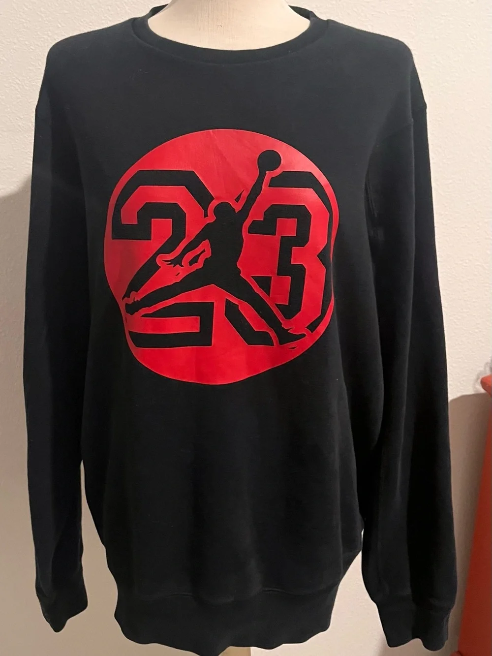 AirJordan Jumpman XL Black Crewneck Sweatshirt with Red 23